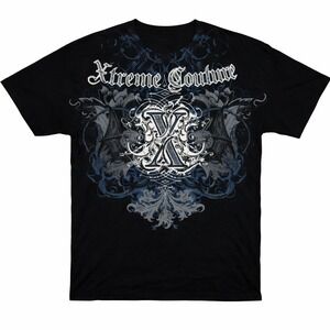 Xtreme Couture Graphic T-Shirt Mens XL Black Gothic MMA Bat Wing Tee Kurt Cobain